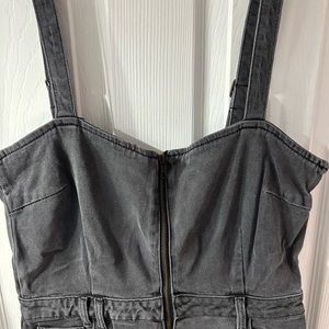 Front zip Sweetheart Neckline Black Overalls XL